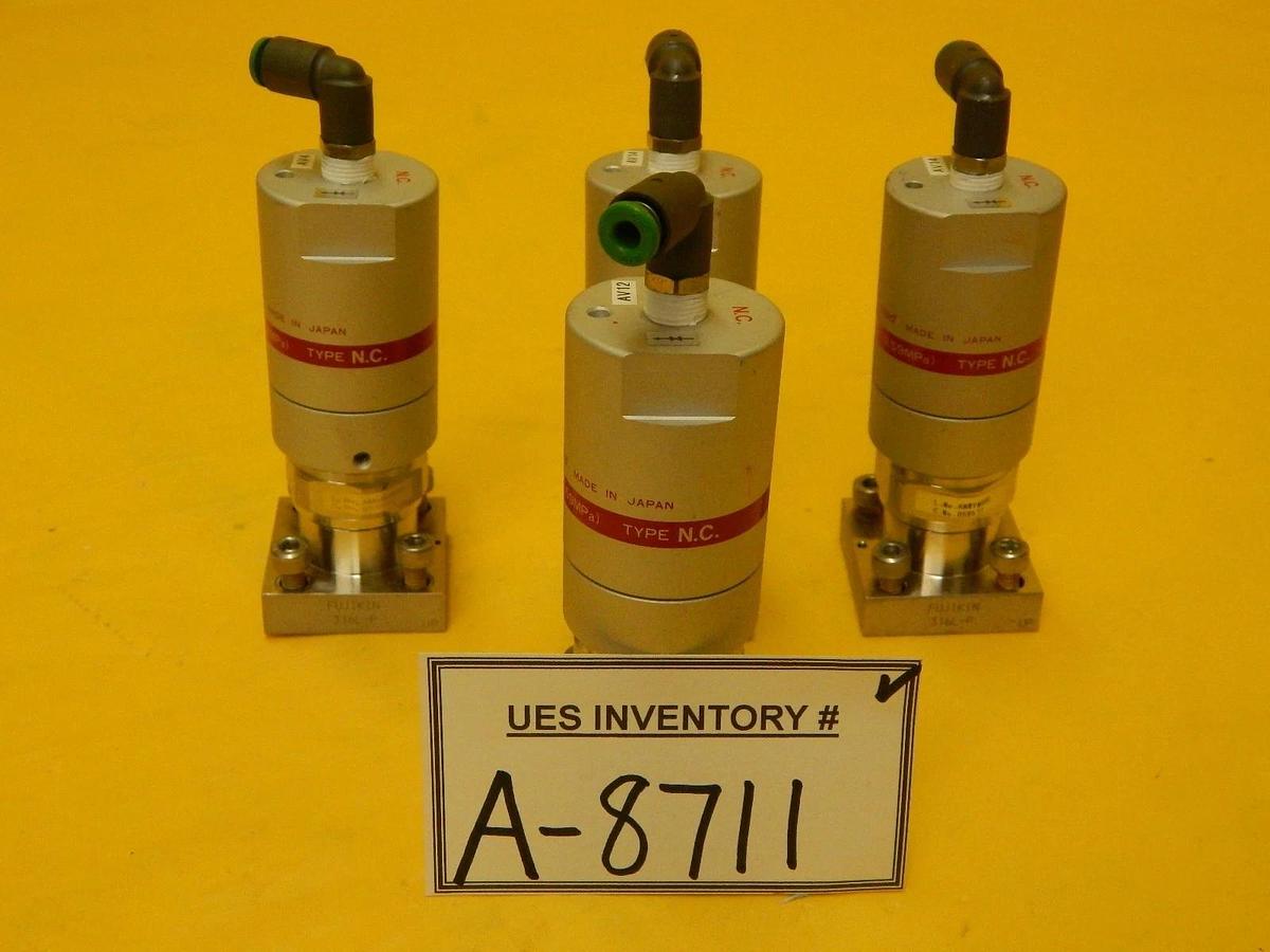 Used Fujikin 059577 Pneumatic Valve Normally Closed 316L-P Lot of 4 Used Working