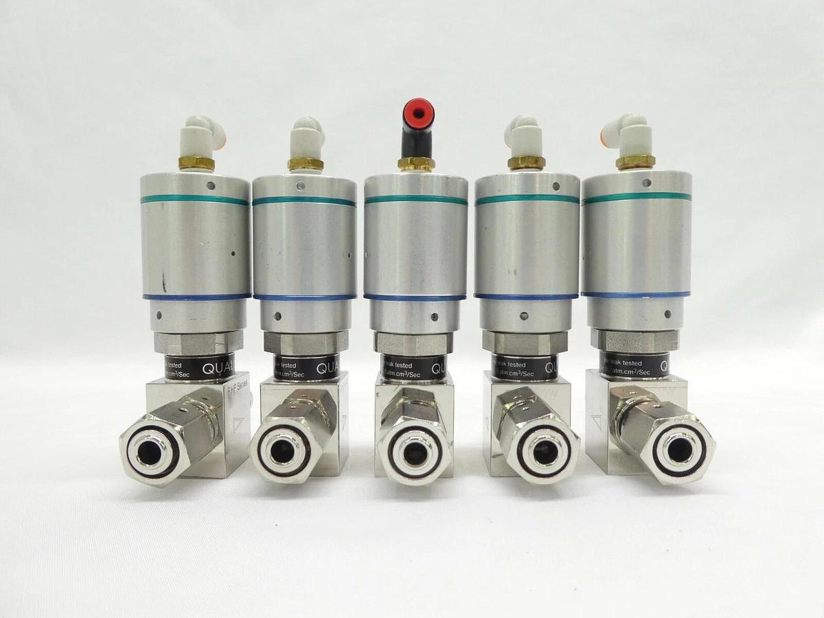 Used Qualiflow 2x10-9atm.cm3/Sec N.O. 2-Way Pneumatic Valve F HF Series Lot of 5