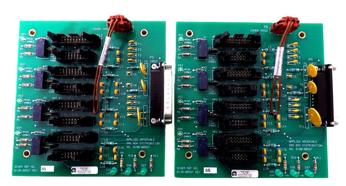 Used AMAT Applied Materials 0100-00567 Gas Box Distribution PCB Lot of 2 Working