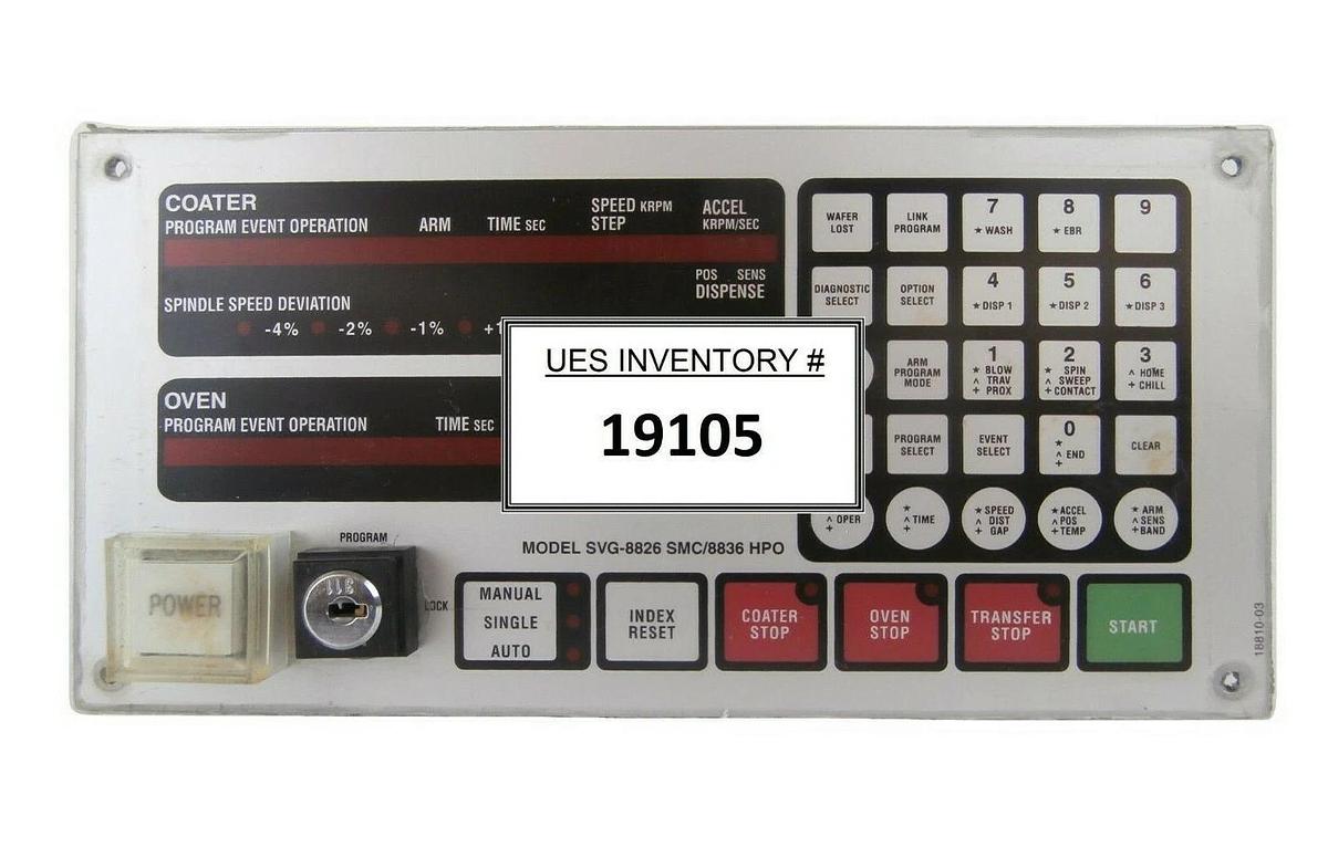 Used SVG Silicon Valley Group SVG-8826 SMC/8836 HPO Coater Interface Panel 80073B