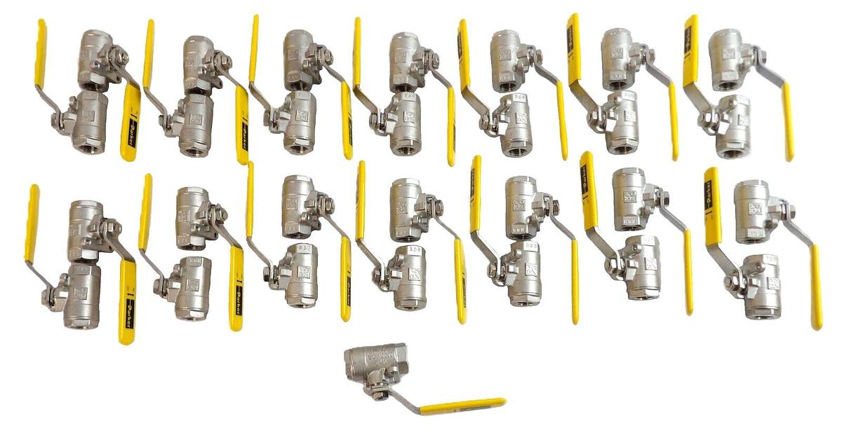 Parker CF8M 2000 WOG Ball Valve 3/8" V502SS Series Reseller Lot of 29 New