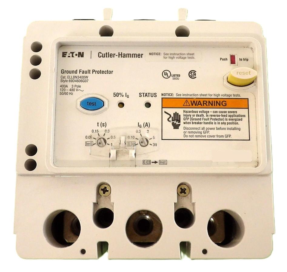 Used Cutler Hammer ELLBN3400W 3Pole Ground Fault Protector 400A 120-480V Working