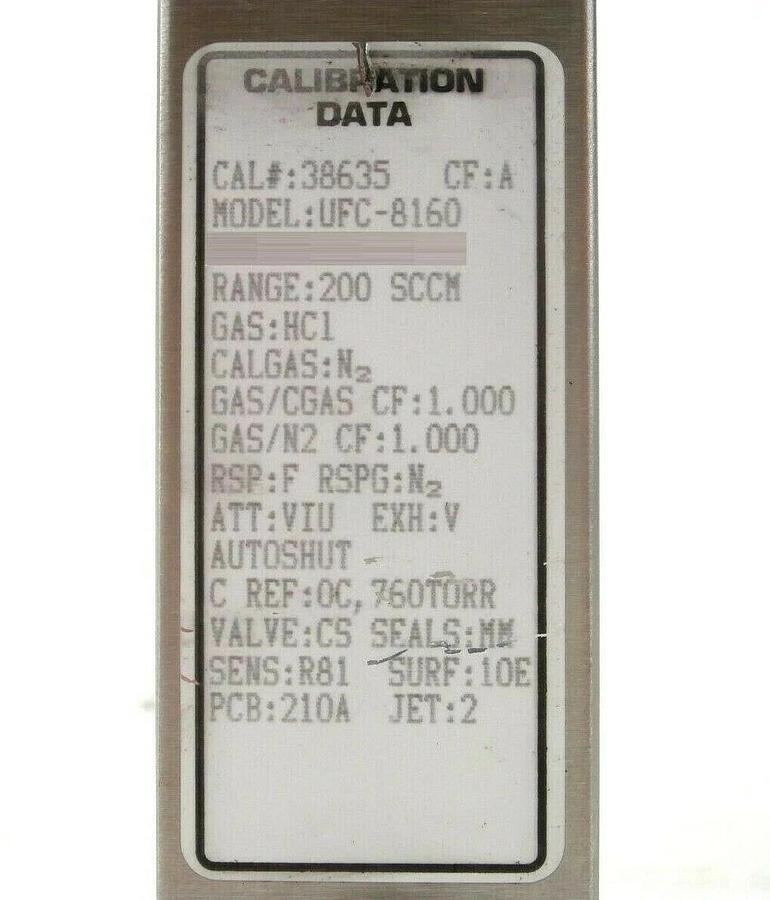 Used UNIT Instruments UFC-8160 Mass Flow Controller MFC 200 SCCM HCl Working Spare