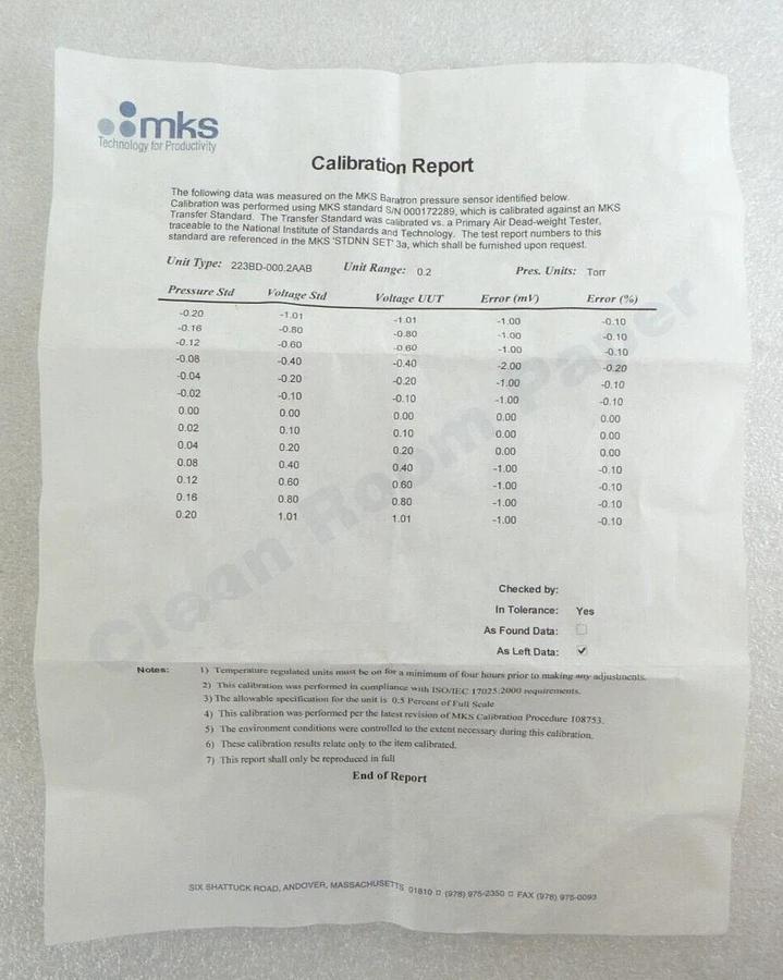 MKS Instruments 223BD-000.2AAB Baratron Pressure Sensor Gauge 223BD New Surplus