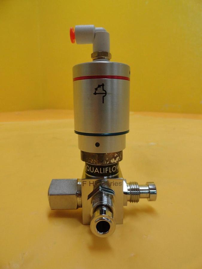 Used Qualiflow 2x10-9atm.cm3/Sec 4-Way Pneumatic Valve F HF Series Lot of 2 Used Work