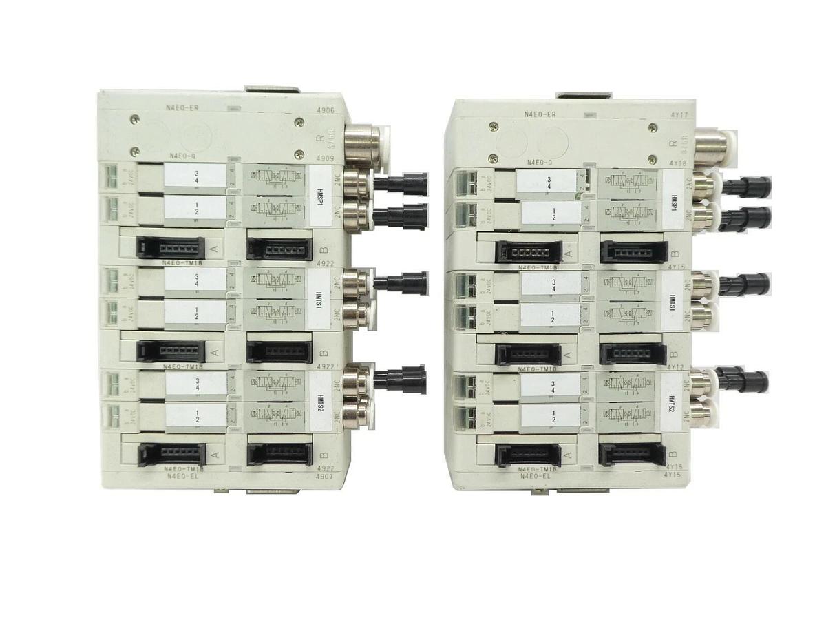 Used CKD N4E0 Series 6-Port Pneumatic Manifold NE40-ER Lot of 2 TEL Lithius Working