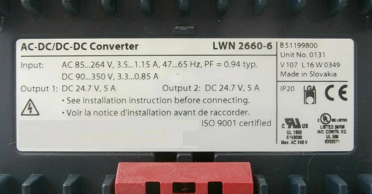 Used Power-One LWN2660-6 AC-DC/DC-DC Converter DIN Rail Power Supply Working Surplus