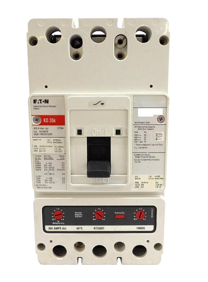 Used Eaton KD3400F 3 Pole Industrial Circuit Breaker Module KD 35k KT3300T Working