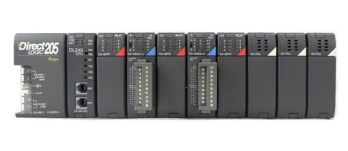 Used Automation Direct D2-09B-1 9-Slot PLC D2-240 DirectLOGIC 205 Koyo Working