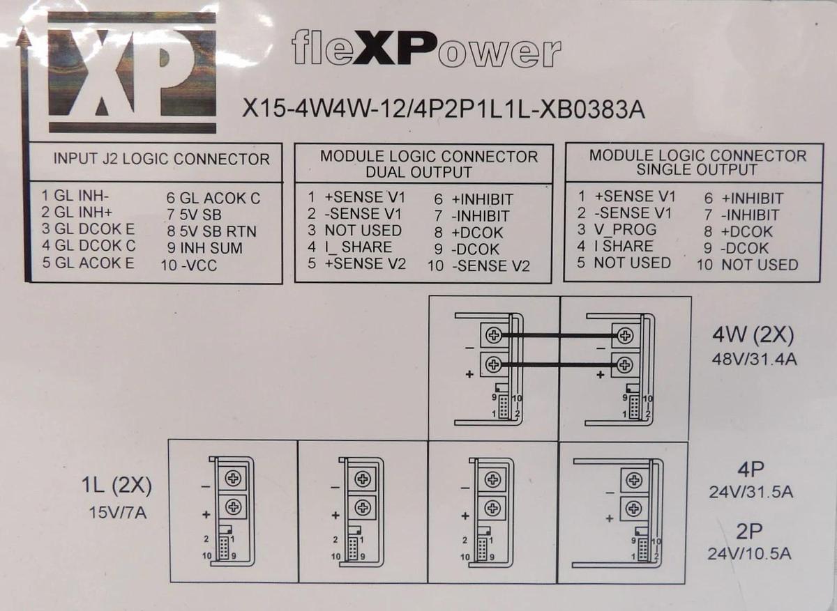 Used XP Power X15-XB0383A fleXPower Power Supply X15-4W4W-12/4P2P1L1L Working