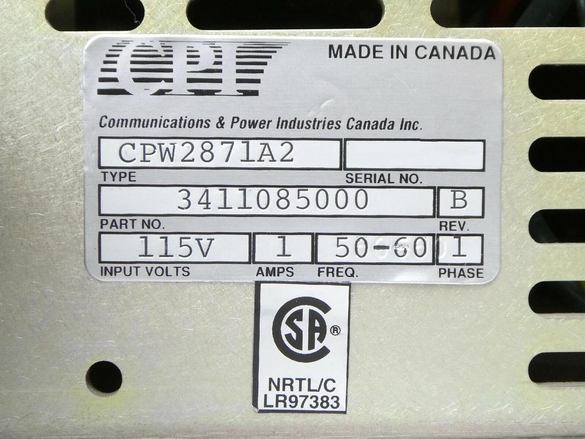 Used CPI Communications & Power 3411085000 Power Supply CPW2871A2 AMAT Bent Working