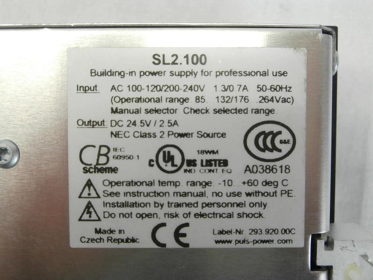 Used PULS SL2.100 DIN Rail 24.5 VDC Power Supply SL 2.5 Reseller Lot of 2 Used