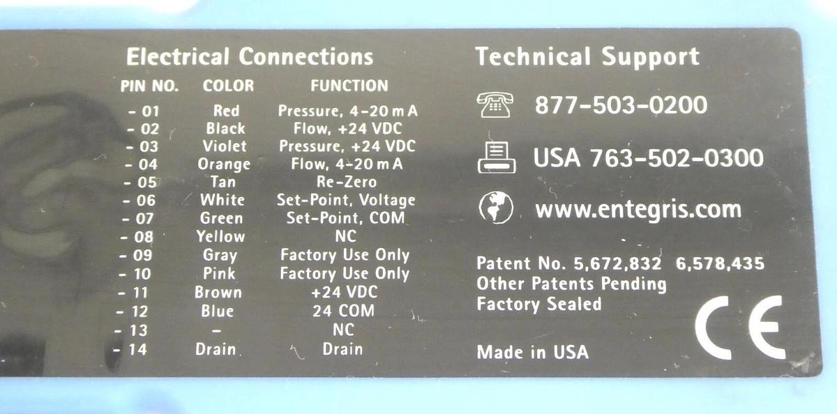 Used Entegris 6500-T6-F03-H04-M-P2-U1 Integrated Flow Controller Broken Tab Working