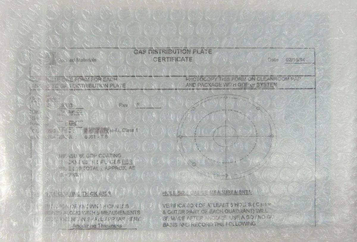 AMAT Applied Materials 0020-09933 Gas Distribution Sputter Plate New Surplus