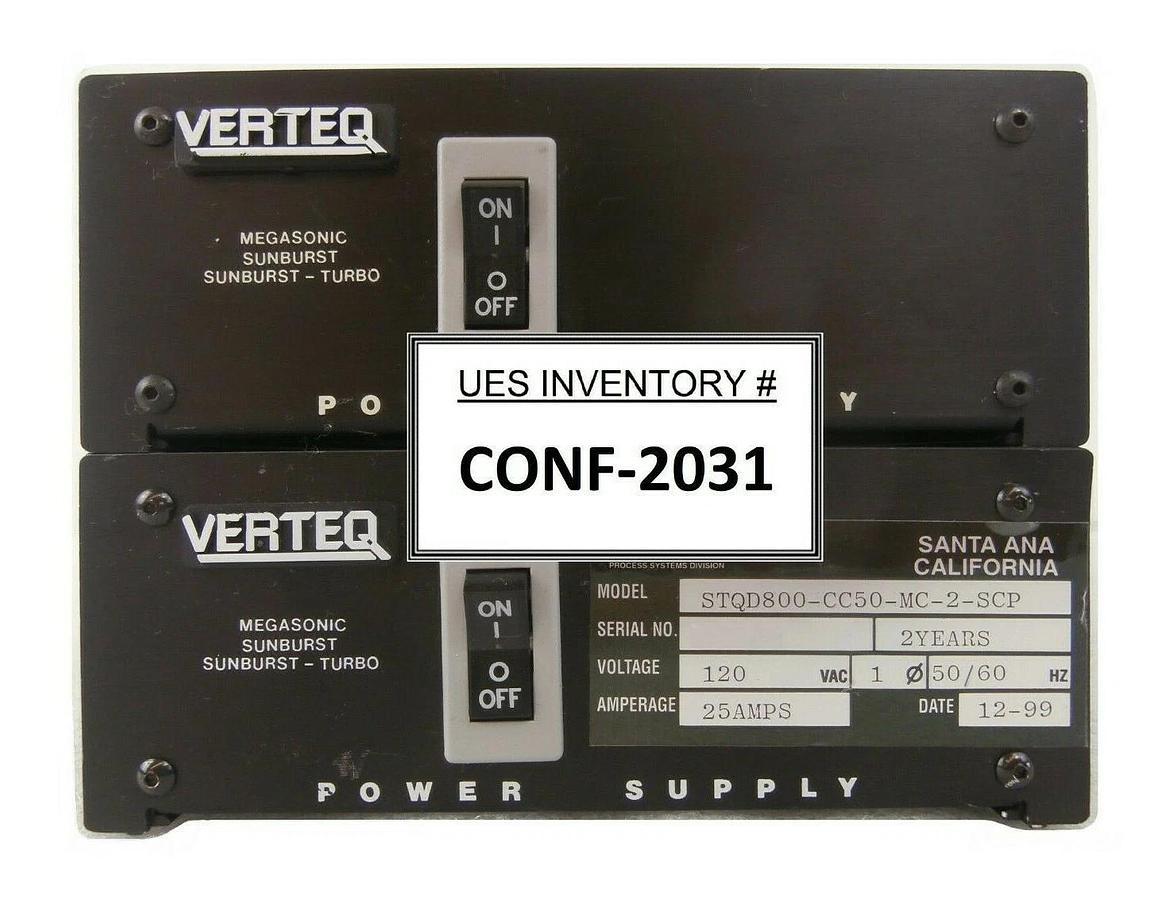 Used Verteq Process Systems Megasonic Sunburst-Turbo Dual Power Supply Stack Working