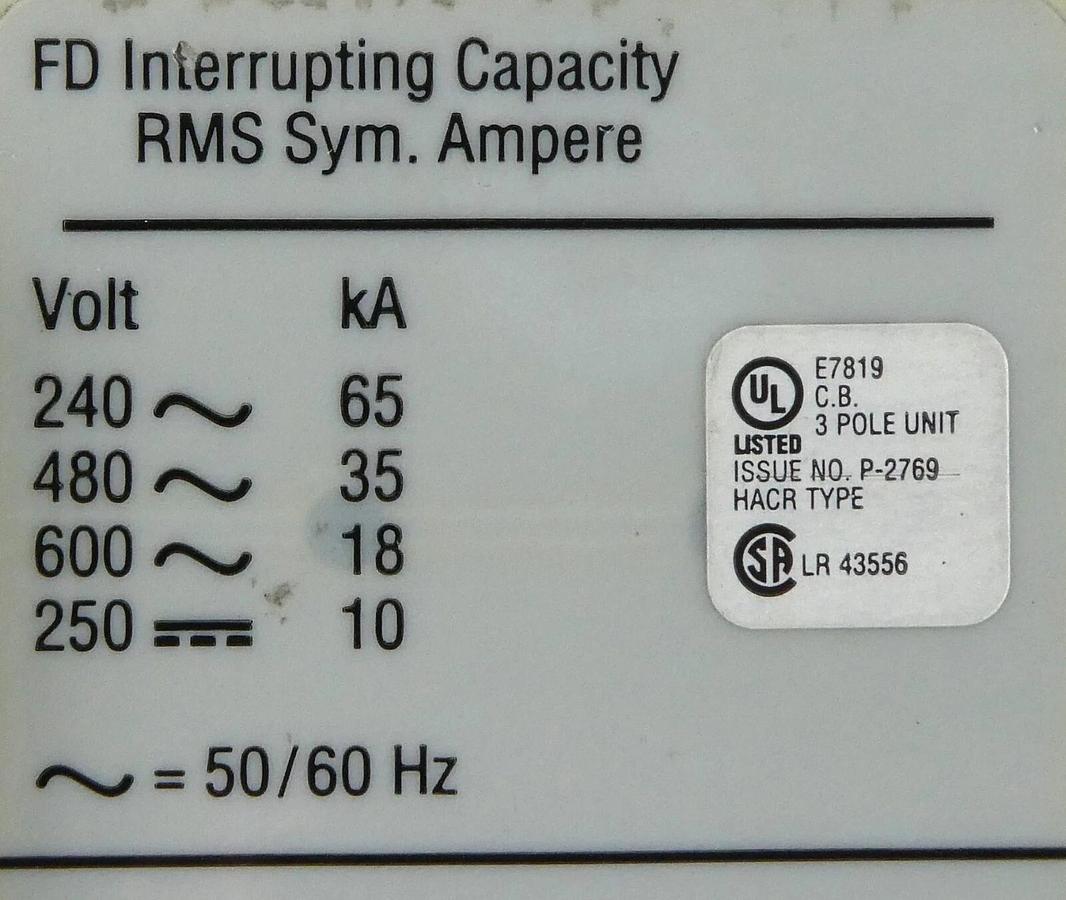 Used Eaton 6639C94G88 Industrial Circuit Breaker FD3035L Working Surplus