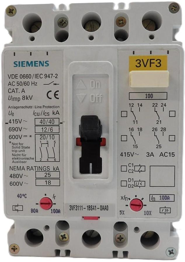 Used Siemens VDE 0660/IEC 947-2 3 Pole Circuit Breaker Working
