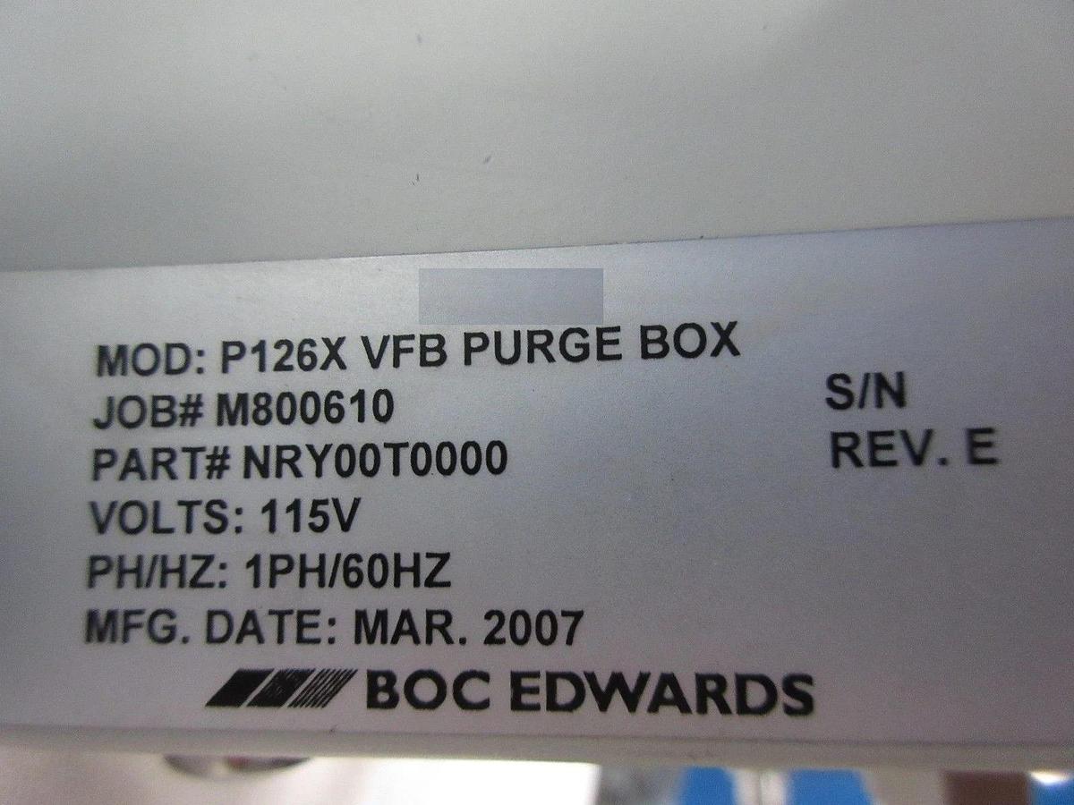 Used Edwards NRY00T0000 Nitrogen Purge P126X VFB Purge Box Used Working