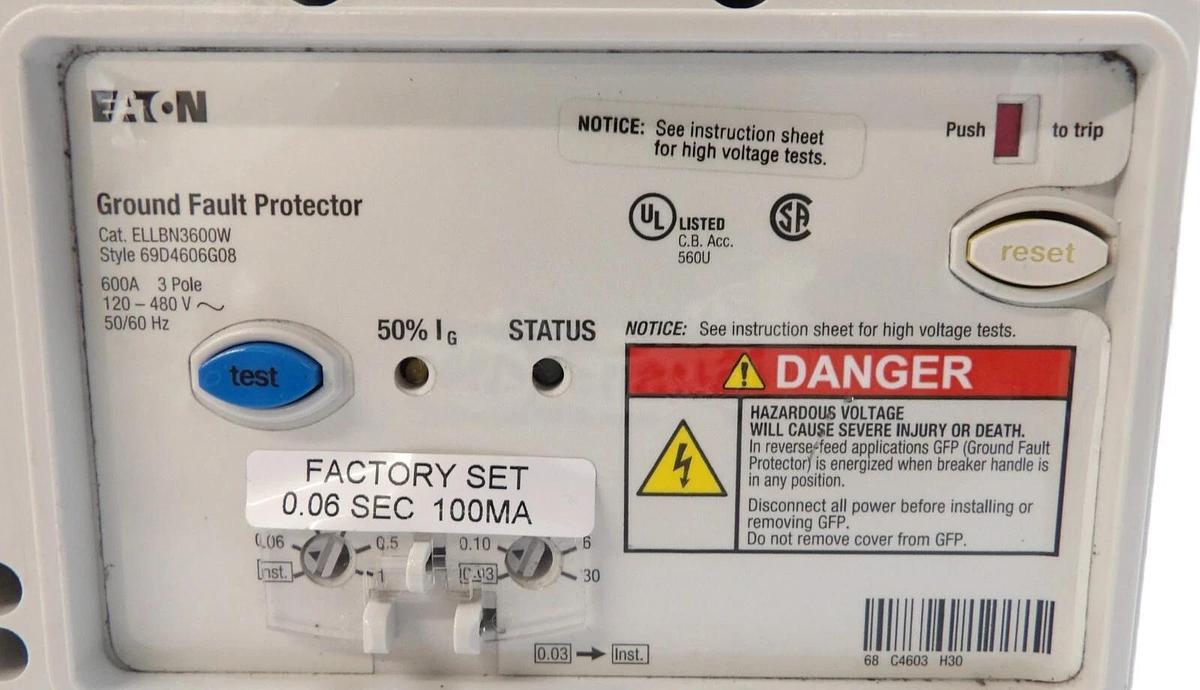 Used Eaton LGE3630NN 3 Pole Industrial Circuit Breaker L630E ELLBN3400W Working Spare