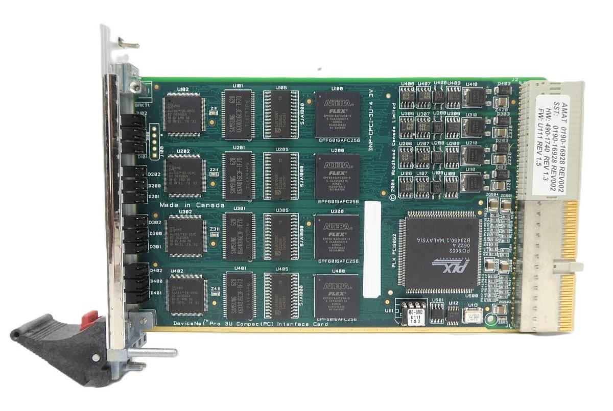 Used SST Woodhead DNP-CPCI-3U-4 DeviceNet Scanner PCB Card AMAT 0190-16928 Working
