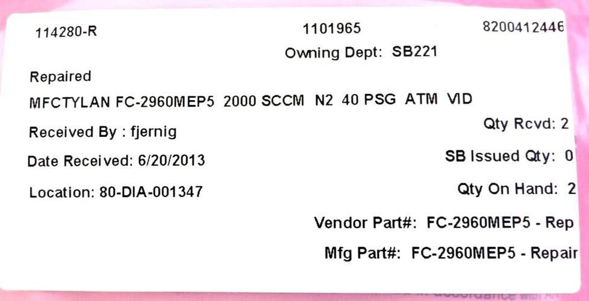 Refurbished Tylan FC-2960MEP5-261R Mass Flow Controller 2900 MFC 2000 SCCM N2 Refurbished