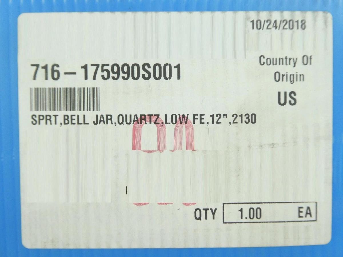 Lam Research 716-175990S001 Quartz Bell Jar 12" Low FE SPRT 2130 New Surplus