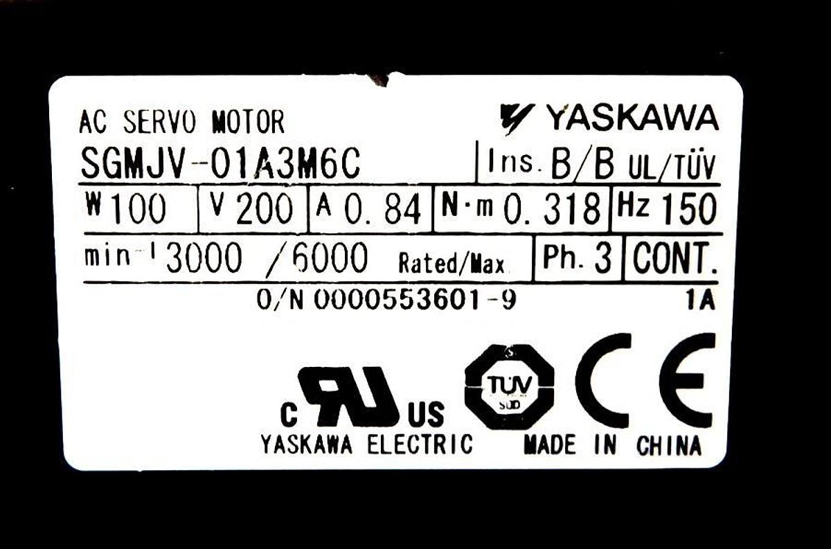 Used Yaskawa Electric SGMJV-01A3A-YA12 AC Servo Motor Reseller Lot of 2 Working