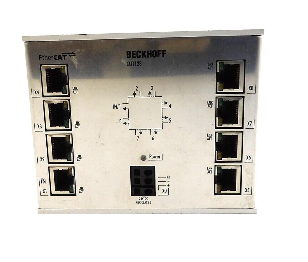 Used Beckhoff CU1128-0000 8 Port EtherCAT Hub Power Input CU1128 Working Surplus