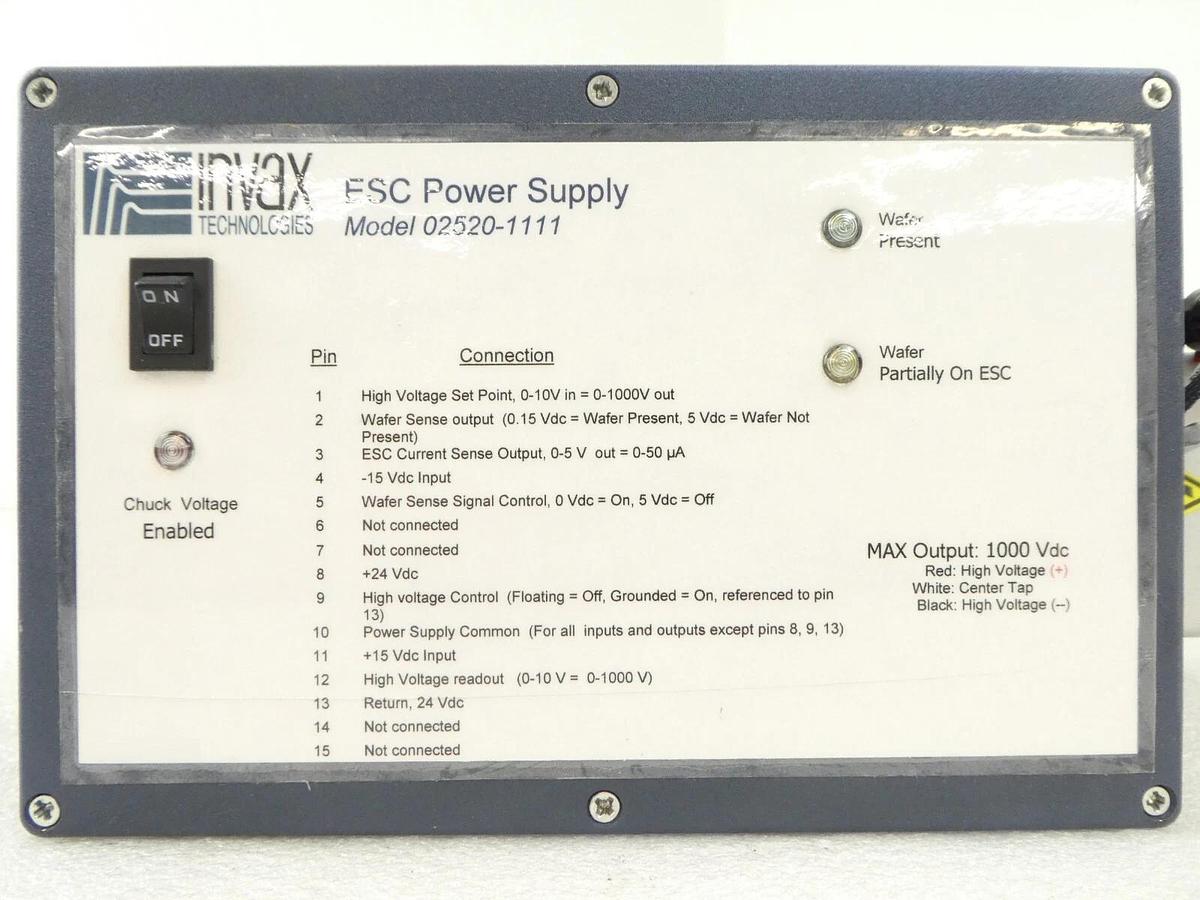 Used Invax 02520-1111 ESC Electrostatic Chuck Power Supply Assembly Working Surplus