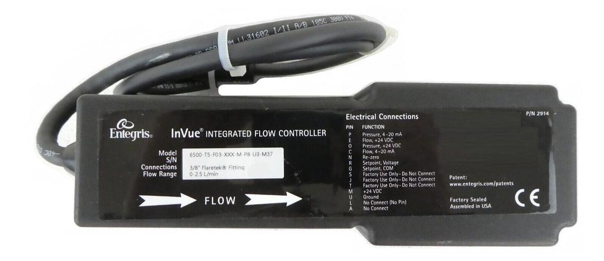 Used Entegris 6500-T5-F03-XXX-M-P8-U3-M37 InVue Integrated Flow Controller Surplus