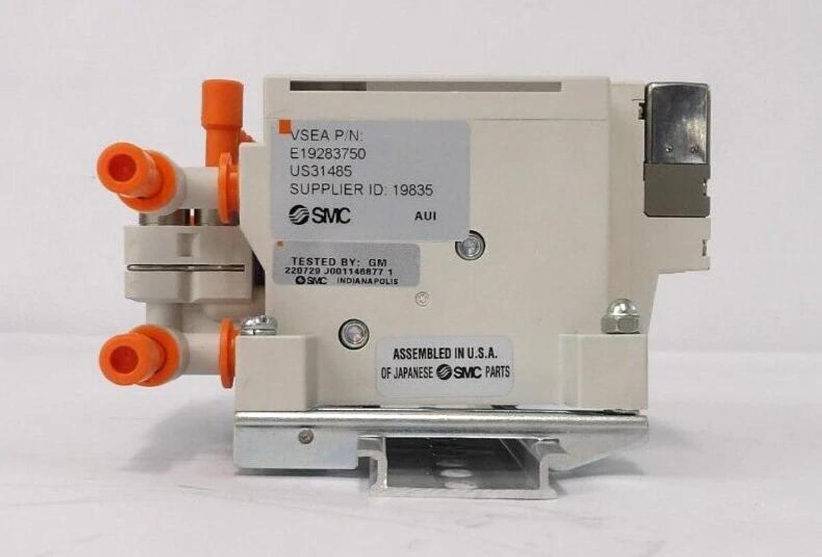 Used SMC E19283750 6-Port Pneumatic Manifold Assembly Varian Working Spare