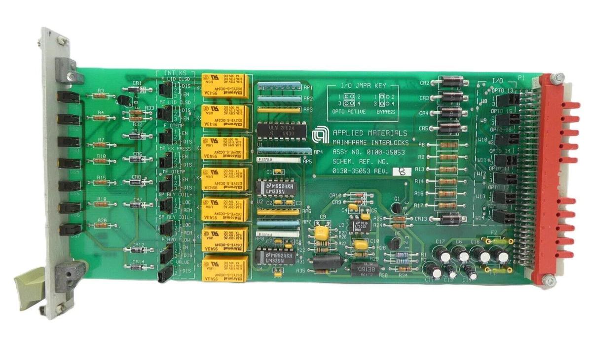 Used AMAT Applied Materials 0100-35053 Mainframe Interlocks PCB Card Working Surplus