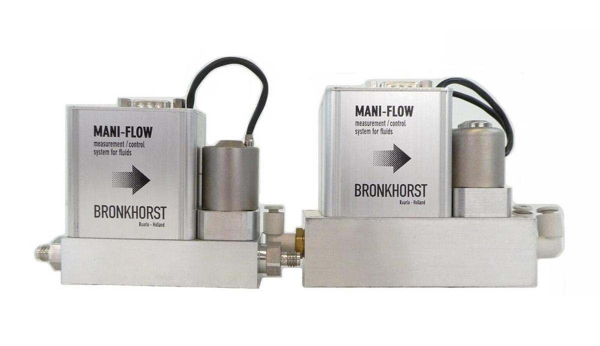 Used Bronkhorst Mani-Flow Mass Flow Meter Set of 2 MIC-104D MIC-202F Xevo Q2 Working