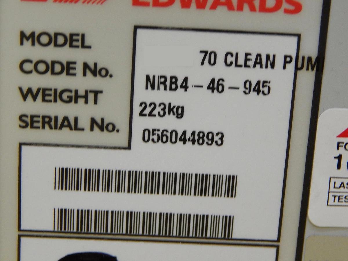 Used iL70N Edwards NRB4-46-945 Dry Vacuum Pump -1 Hour Copper Exposed Tested Working