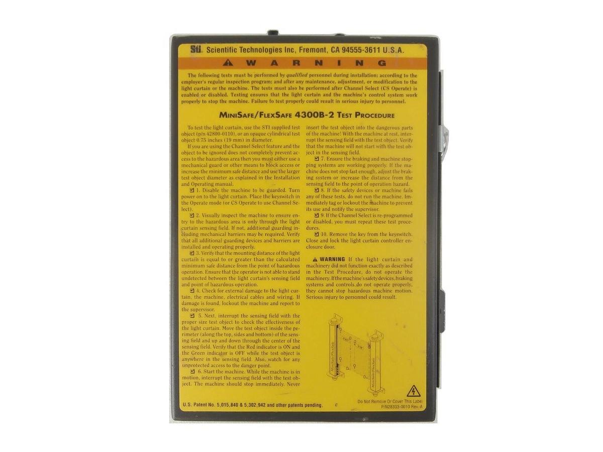 Used Sti 70011-1000 Light Curtain Controller MiniSafe/FlexSafe 4300B-2 MS43-B2-AC1