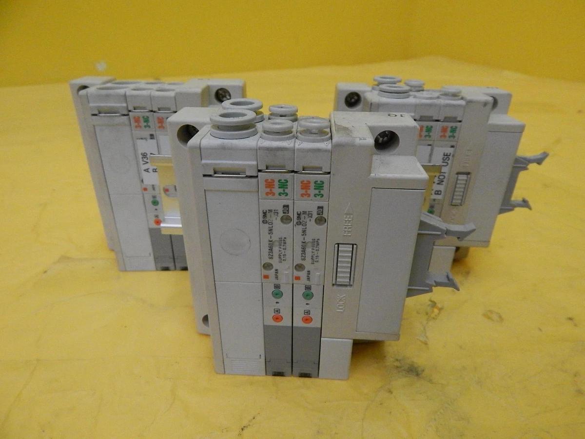 Used SMC 3D80-000057-V1 2-Port Pneumatic Manifold Lot of 3 SZ3A60K-5NLOZ-M-X31 Used
