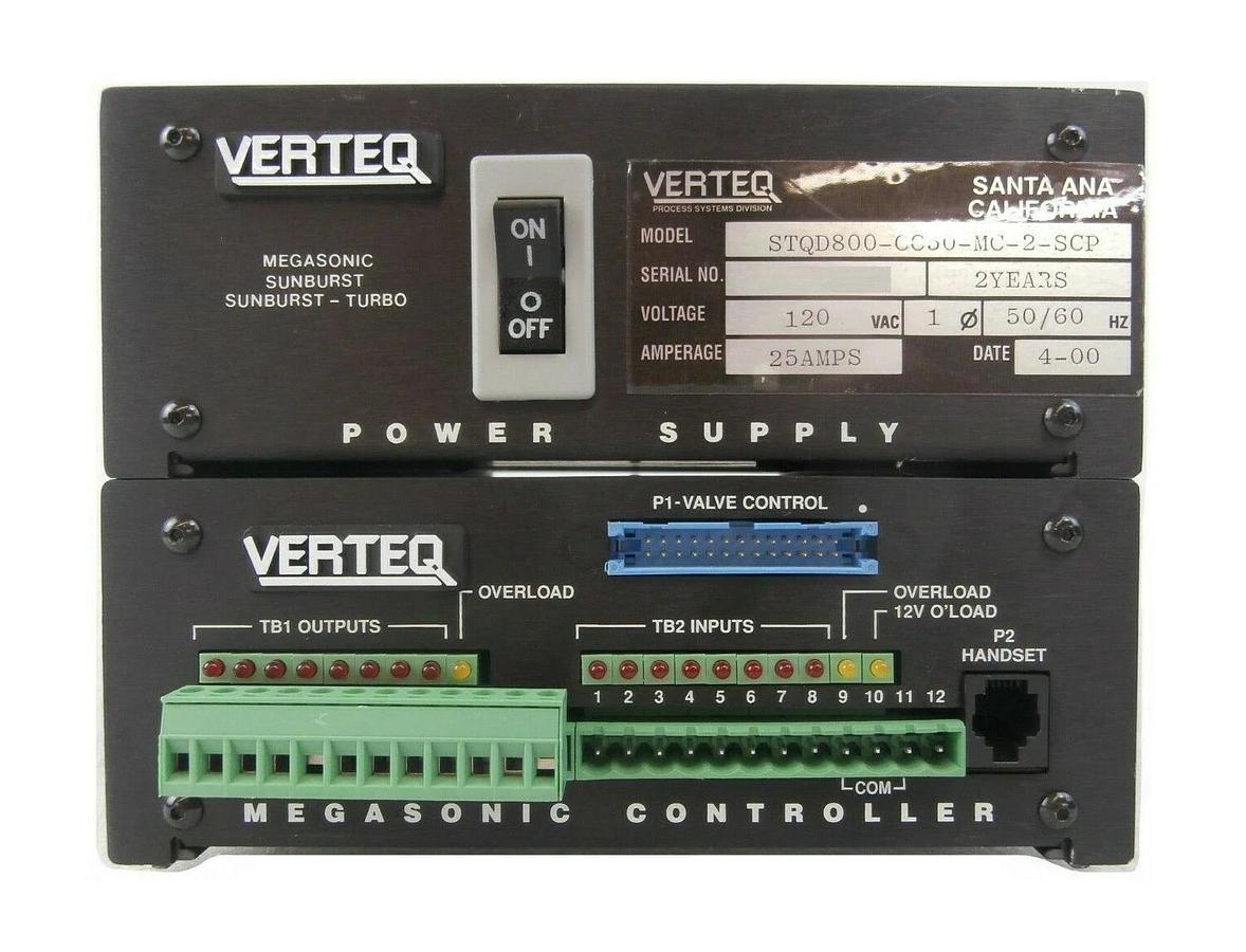 Used Verteq STQD800-CC50-MC-2-SCP Controller P/S Stack Megasonic Sunburst-Turbo Spare