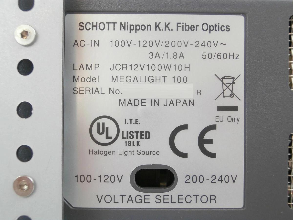 Used Schott Nippon MegaLight 100 Remote Fiber Optic Illuminator Working Spare
