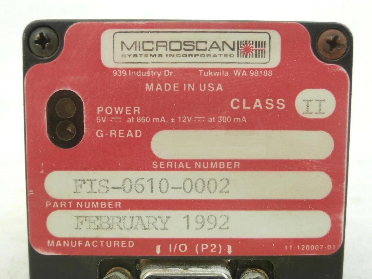 Used Microscan FIS-0610-0002 Barcode Scanner MS-610 Used Working