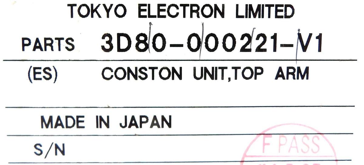 Used TEL Tokyo Electron ES3D80-000221-V1 Top Arm Conston Unit Working Spare