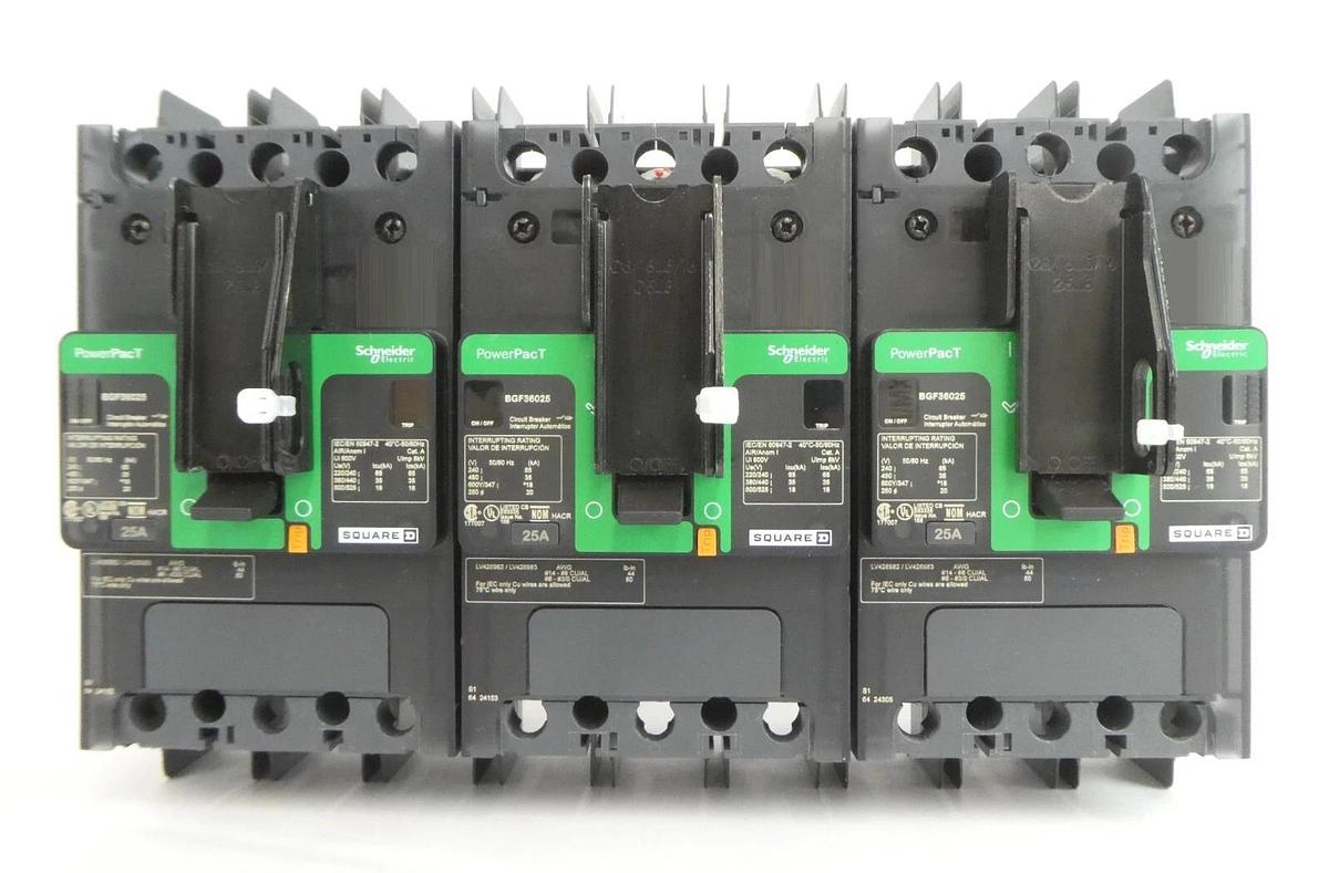 Used Schneider Electric BGF36025 3 Pole Circuit Breaker PowerPacT Lot of 3 Working