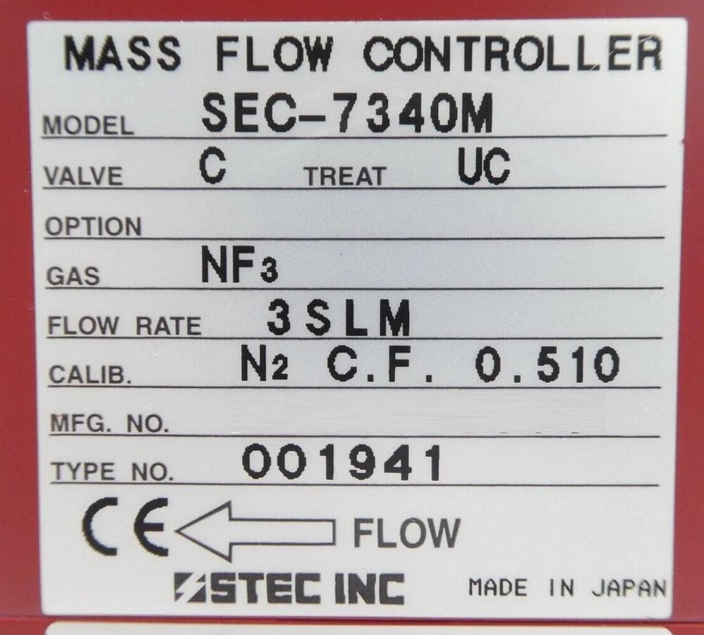 Used STEC SEC-7340M Mass Flow Controller MFC 3 SLM NF3 Reseller Lot of 6 Working