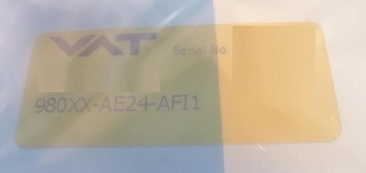 VAT 980XX-AE24-AFI1 300mm Pneumatic Chamber Slit Valve New Surplus