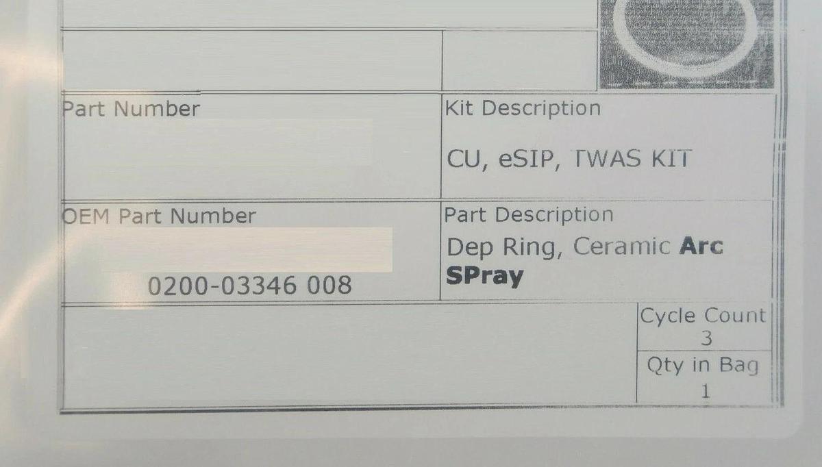 Refurbished AMAT Applied Materials 0200-03346 Dep Ring Ceramic Arc Spray Copper Refurbished