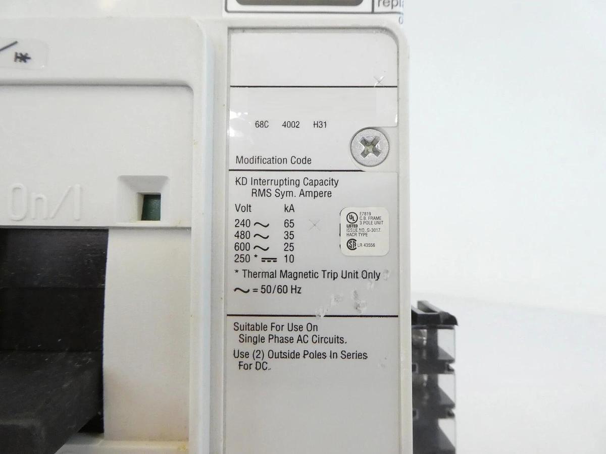 Used Eaton KD3400F Industrial Circuit Breaker Assembly KD 35k Working Spare Surplus