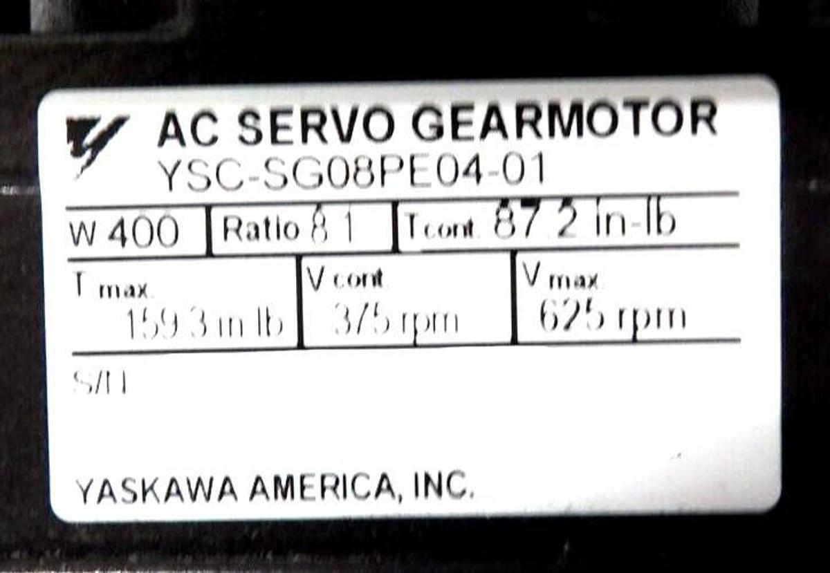 Used Yaskawa SGMAH-04AAF41 AC Servo Gearmotor YSC-SG08PE04-01 AMAT Lot of 2 Working