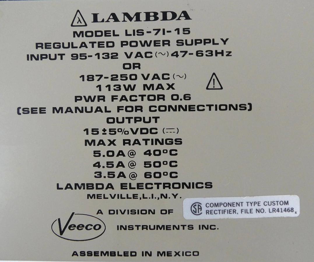 Used Lambda LIS-71-15 Power Supply AMAT 1140-00078 Reseller Lot of 2 Working Surplus