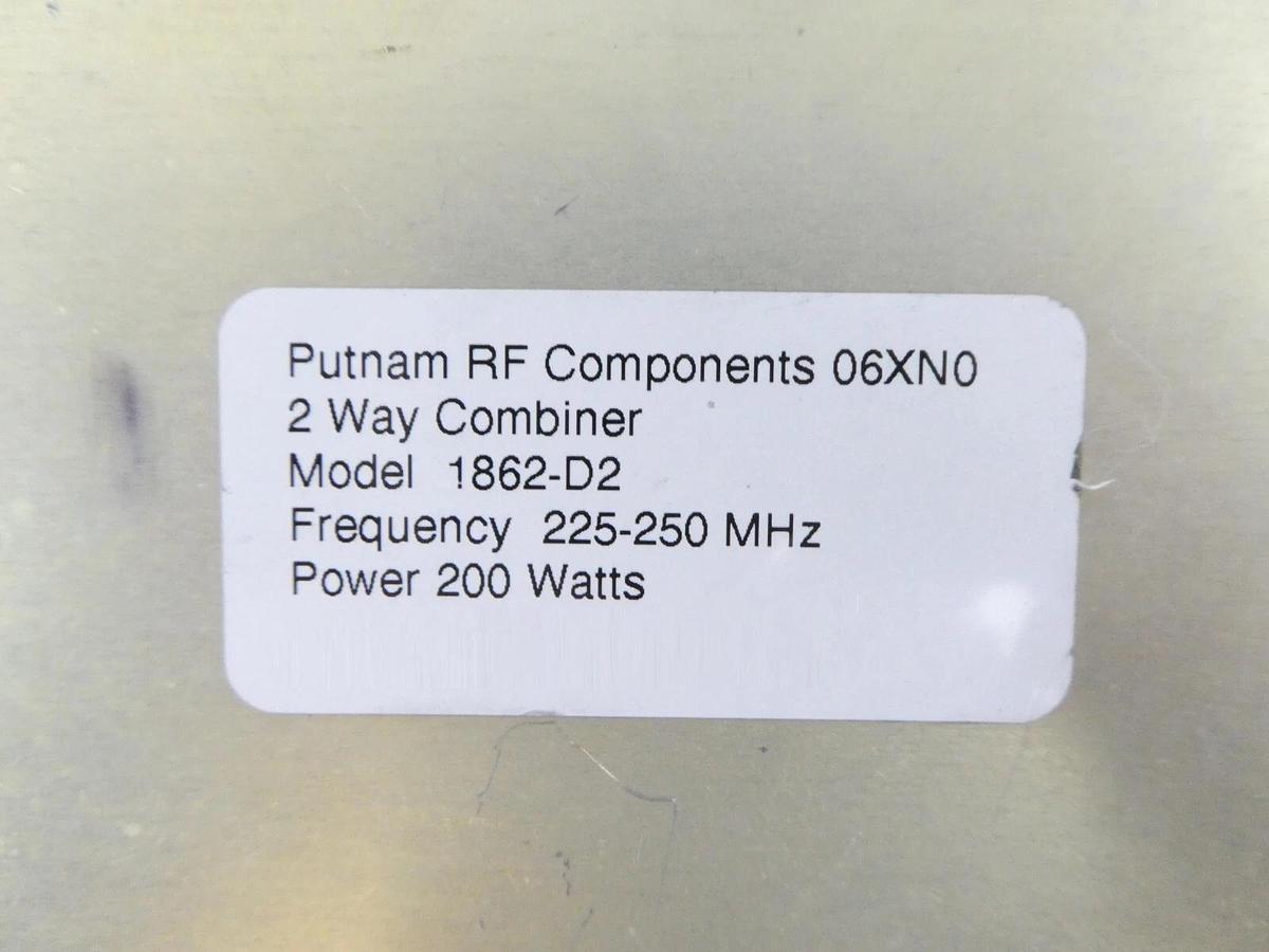 Used Putnam RF Components 1862-D2 RF 2-Way Combiner 200 Watts 225-250MHz Working