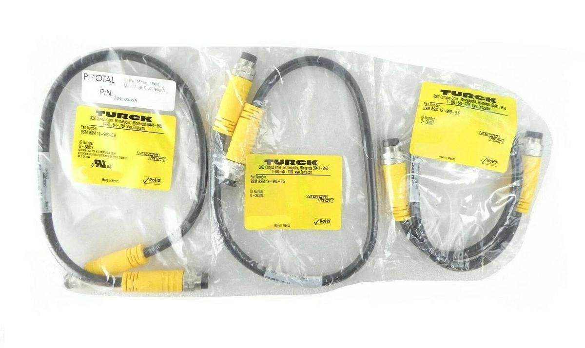 Turck BSM BSM 19-995-0.6 Cable U-38807 Pivotal 30410109A TEL Lot of 3 New Spare