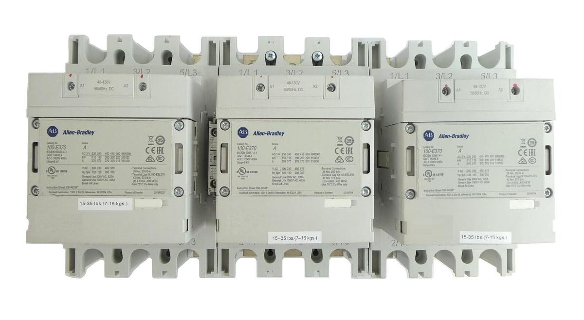 Used AB Allen-Bradley 100-E370 Direct On Line Contactor Series A Lot of 3 Working